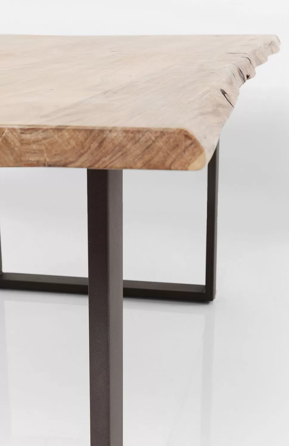 Stoły-KARE Design Stół Z Drewnianym Naturalnym Blatem I Grafitowymi Metalowymi Nogami 200x100 Cm