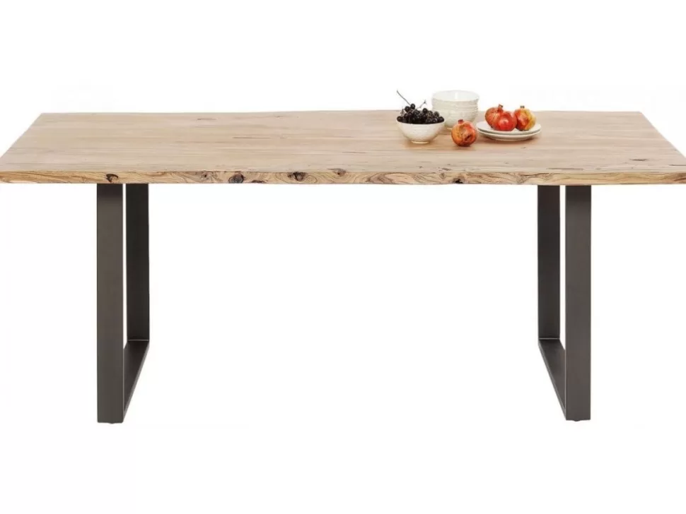 Stoły-KARE Design Stół Z Drewnianym Naturalnym Blatem I Grafitowymi Metalowymi Nogami 200x100 Cm