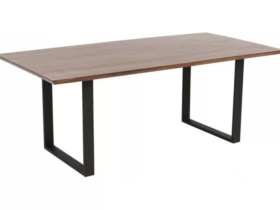 Stoły-KARE Design Stół Z Drewnianym Naturalnym Blatem I Szarymi Metalowymi Nogami 160x80 Cm