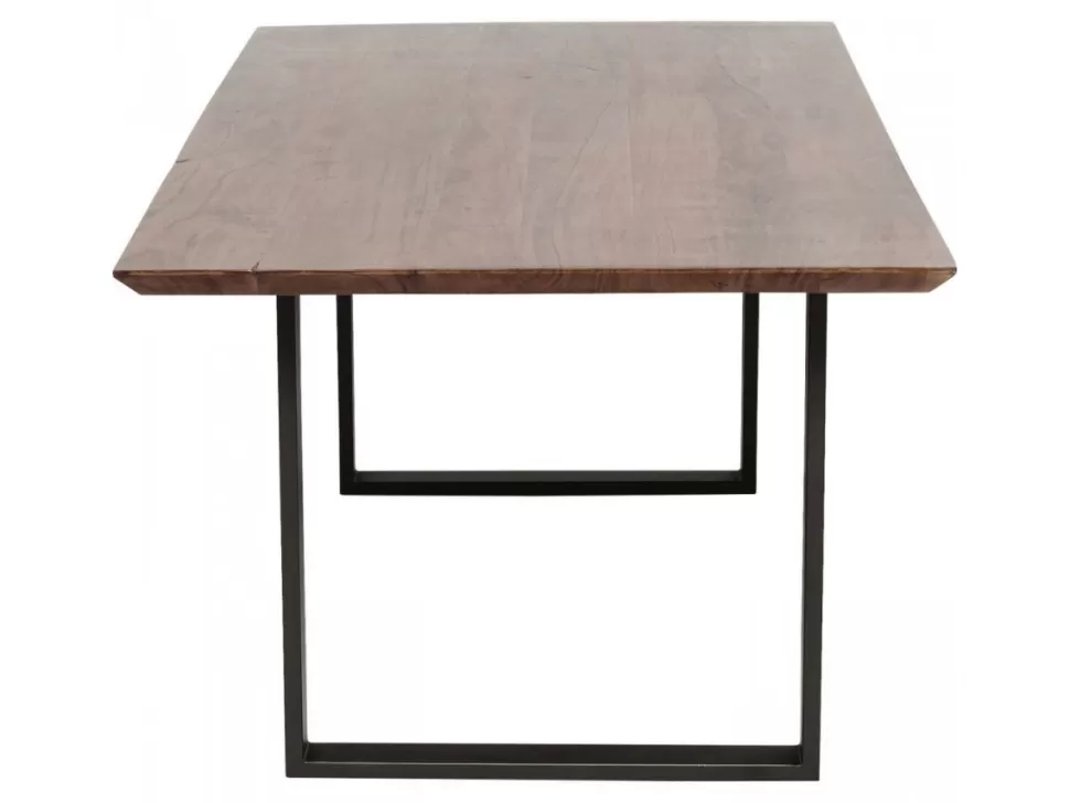 Stoły-KARE Design Stół Z Drewnianym Naturalnym Blatem I Szarymi Metalowymi Nogami 160x80 Cm