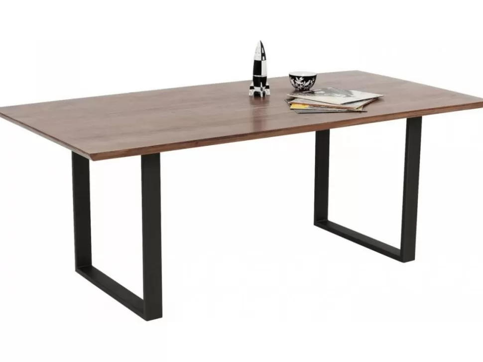 Stoły-KARE Design Stół Z Drewnianym Naturalnym Blatem I Szarymi Metalowymi Nogami 160x80 Cm