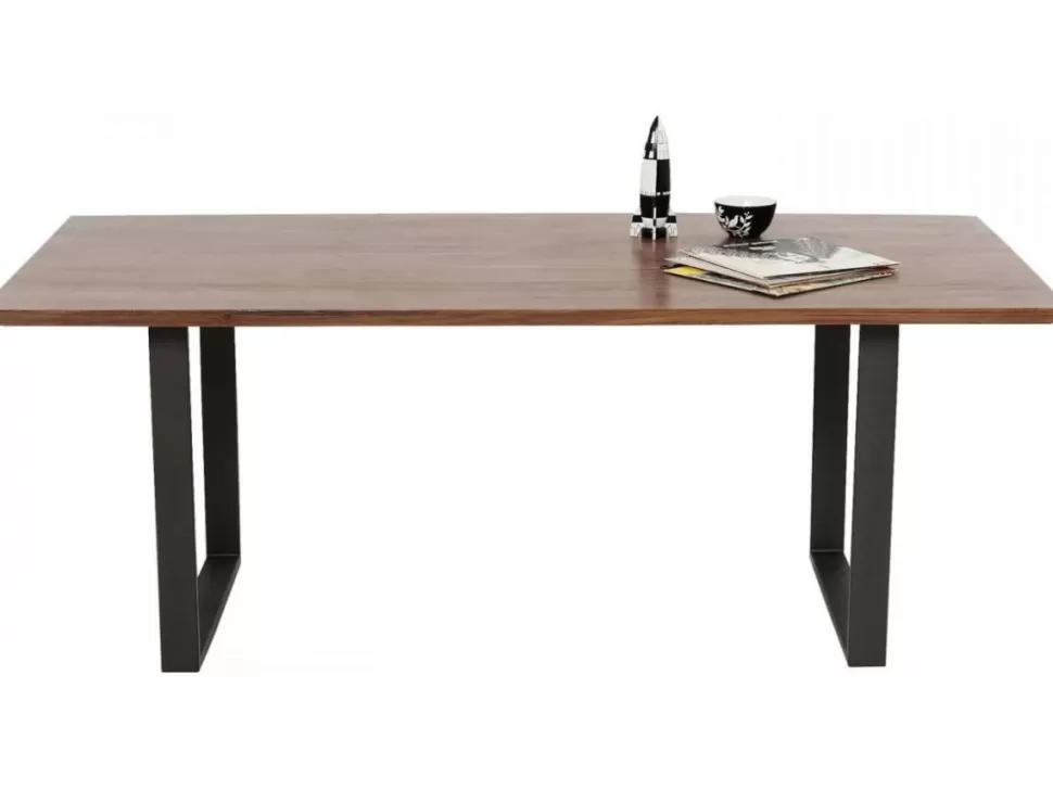 Stoły-KARE Design Stół Z Drewnianym Naturalnym Blatem I Szarymi Metalowymi Nogami 160x80 Cm
