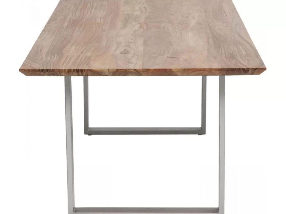 Stoły-KARE Design Stół Z Drewnianym Naturalnym Blatem I Szarymi Metalowymi Nogami 200x100 Cm