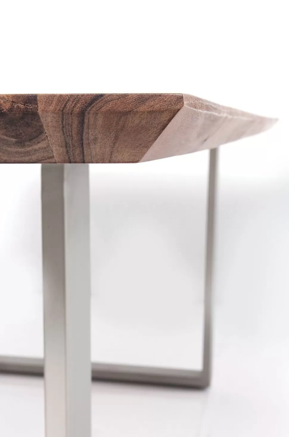 Stoły-KARE Design Stół Z Drewnianym Naturalnym Blatem I Szarymi Metalowymi Nogami 200x100 Cm