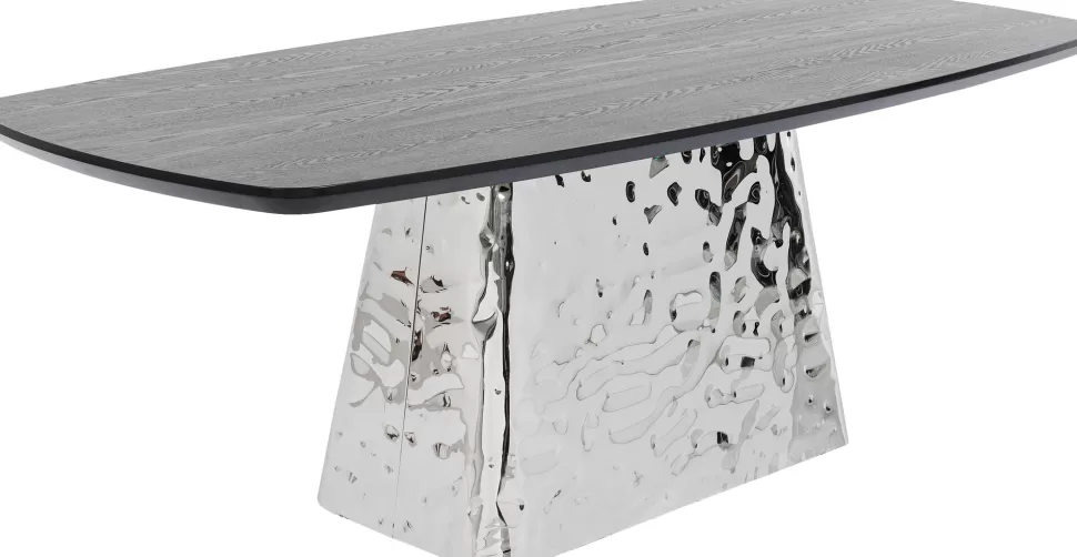 Stoły-KARE Design Stół Z Fornirowanym Czarnym Blatem I Srebrną Podstawą 220x110 Cm