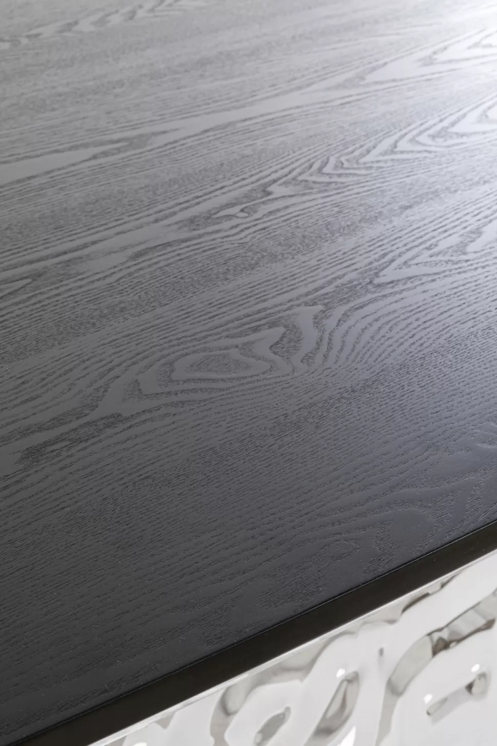 Stoły-KARE Design Stół Z Fornirowanym Czarnym Blatem I Srebrną Podstawą 220x110 Cm