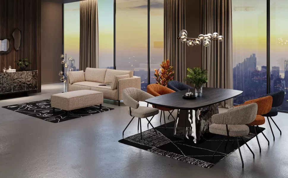 Stoły-KARE Design Stół Z Fornirowanym Czarnym Blatem I Srebrną Podstawą 220x110 Cm