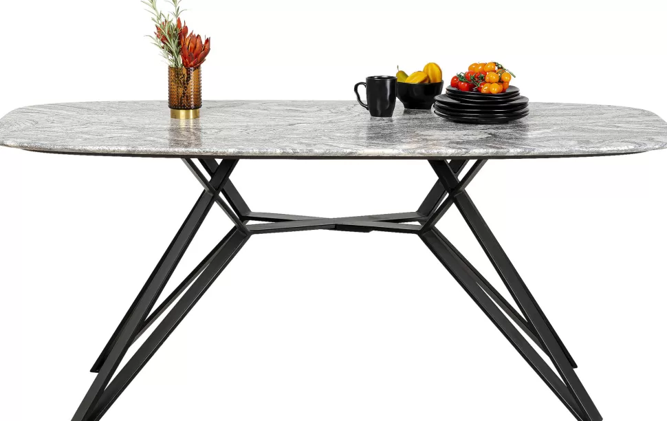 Stoły-KARE Design Stół Z Granitowym Blatem I Czarnymi Stalowymi Nogami 180x90 Cm