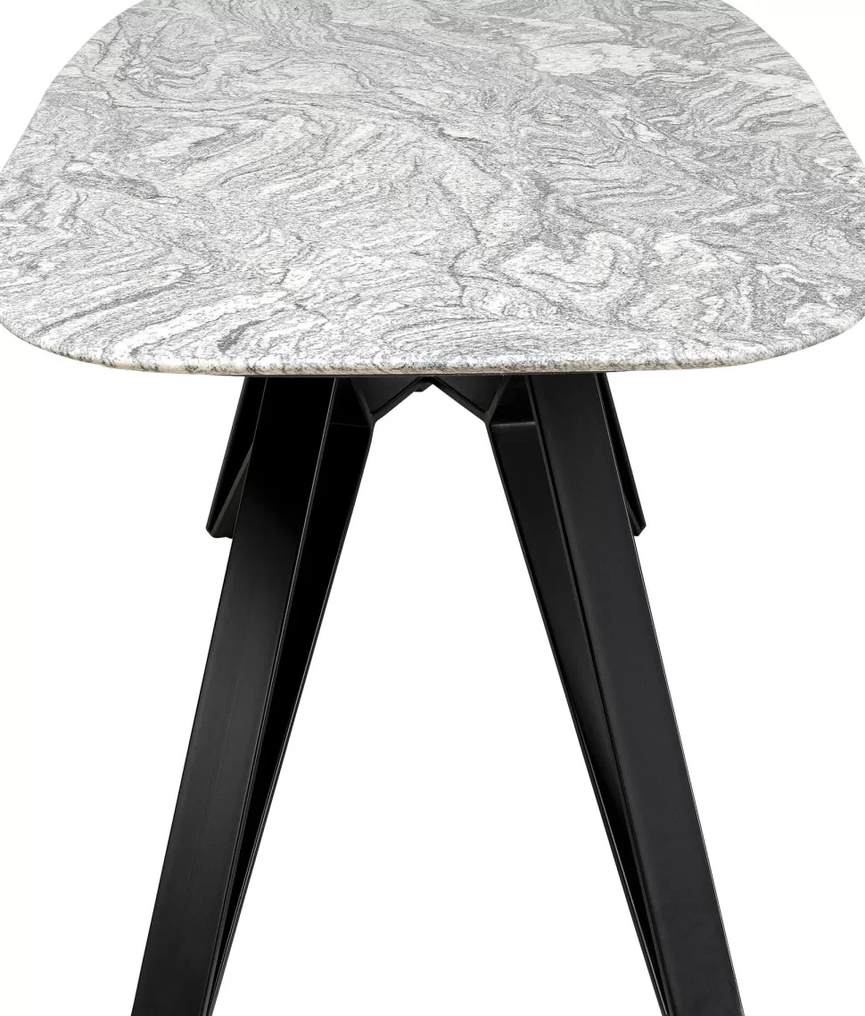 Stoły-KARE Design Stół Z Granitowym Blatem I Czarnymi Stalowymi Nogami 180x90 Cm