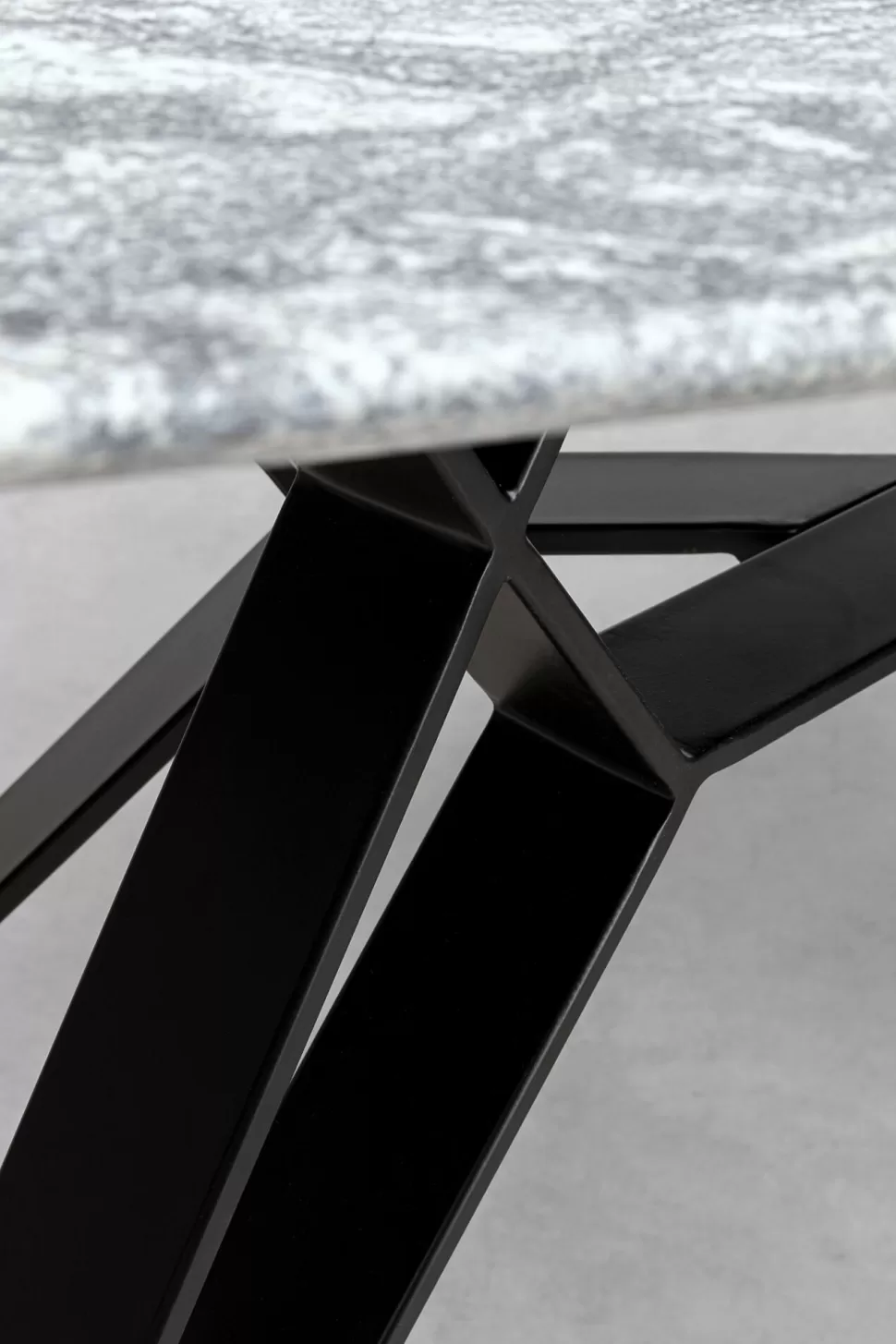 Stoły-KARE Design Stół Z Granitowym Blatem I Czarnymi Stalowymi Nogami 180x90 Cm