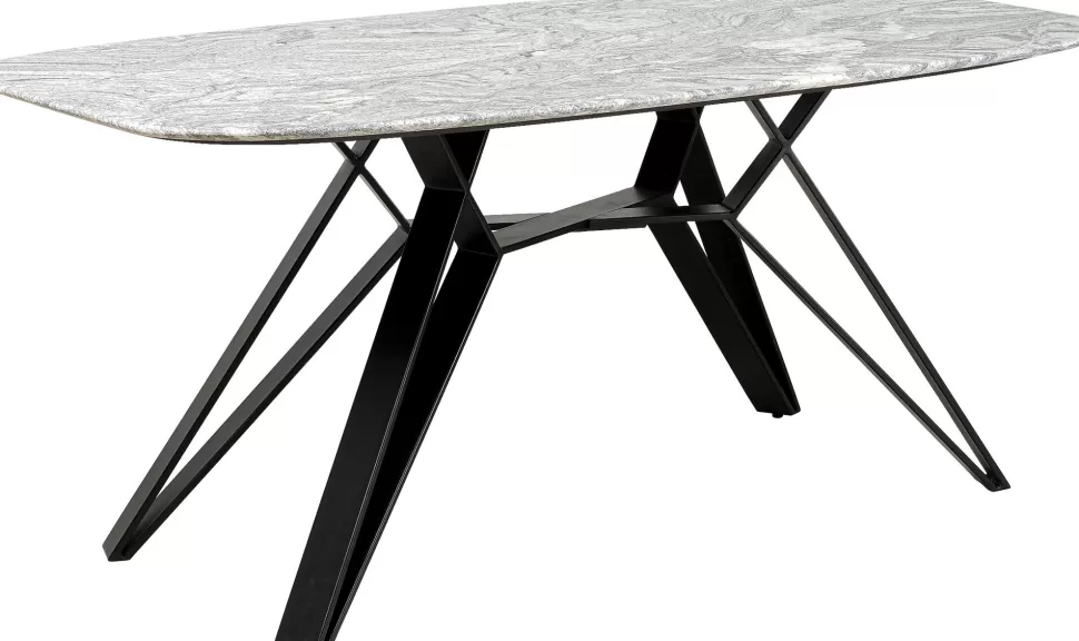 Stoły-KARE Design Stół Z Granitowym Blatem I Czarnymi Stalowymi Nogami 200x100 Cm