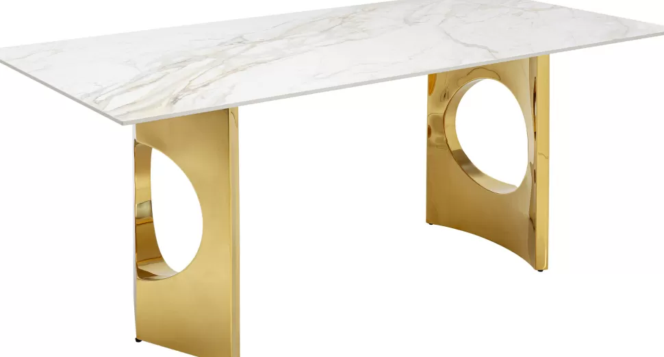 Stoły-KARE Design Stół Z Kamionkowym Blatem 180x90 Cm Nogi Złote