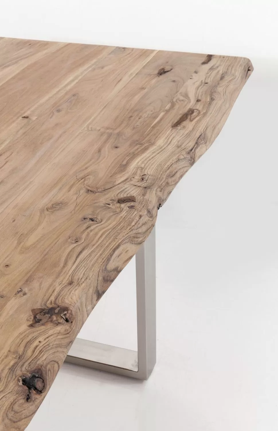 Stoły-KARE Design Stół Z Naturalnym Drewnianym Blatem I Czarnymi Metalowymi Nogami 160x80 Cm