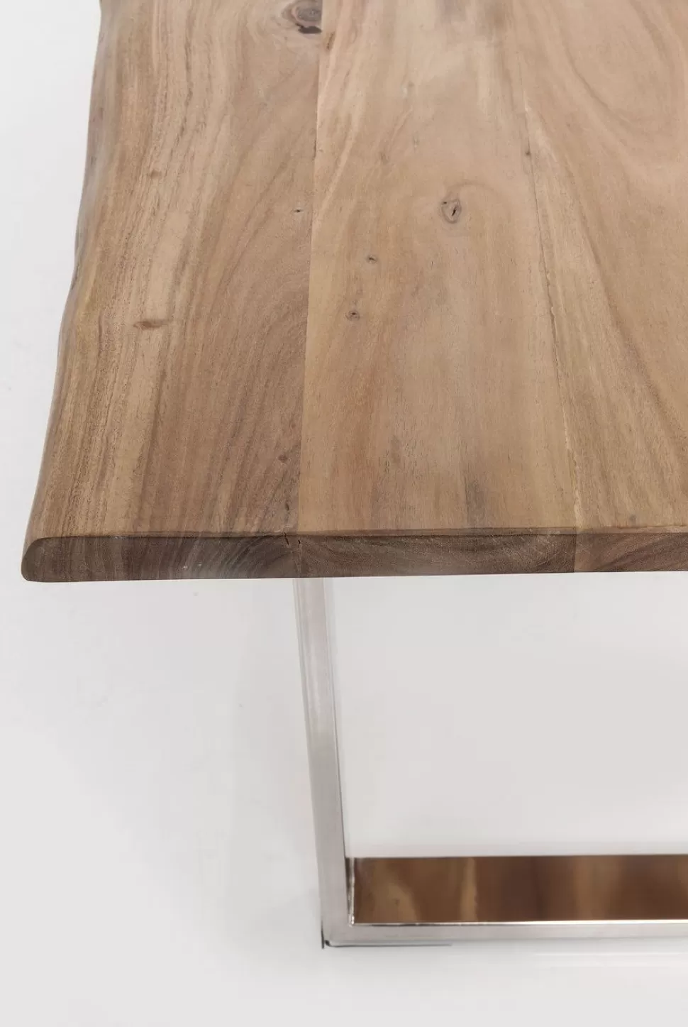 Stoły-KARE Design Stół Z Naturalnym Drewnianym Blatem I Czarnymi Metalowymi Nogami 160x80 Cm