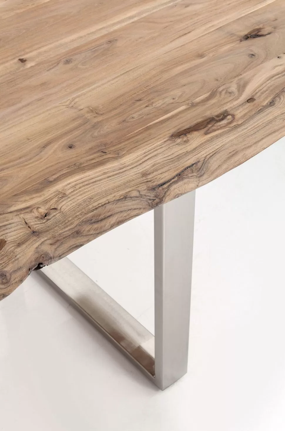 Stoły-KARE Design Stół Z Naturalnym Drewnianym Blatem I Czarnymi Metalowymi Nogami 160x80 Cm