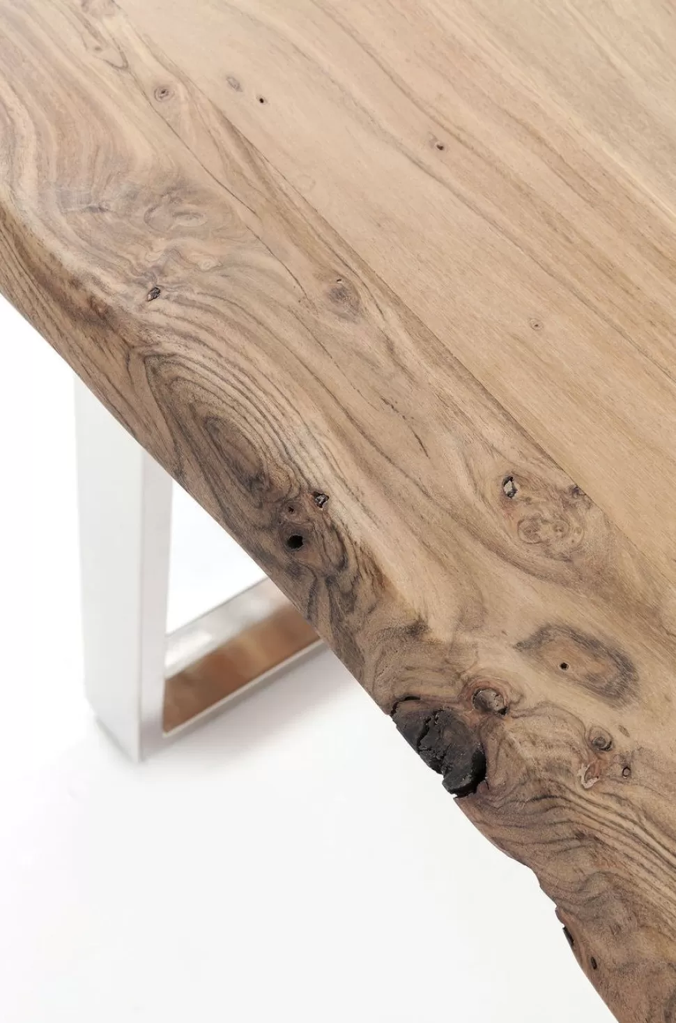 Stoły-KARE Design Stół Z Naturalnym Drewnianym Blatem I Czarnymi Metalowymi Nogami 160x80 Cm