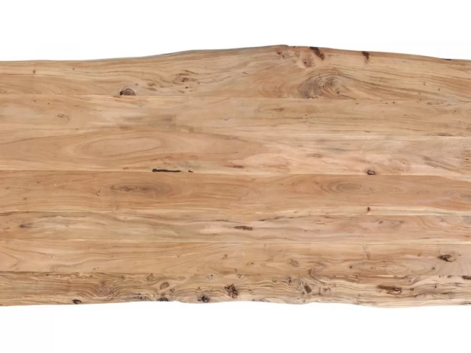 Stoły-KARE Design Stół Z Naturalnym Drewnianym Blatem I Czarnymi Metalowymi Nogami 160x80 Cm
