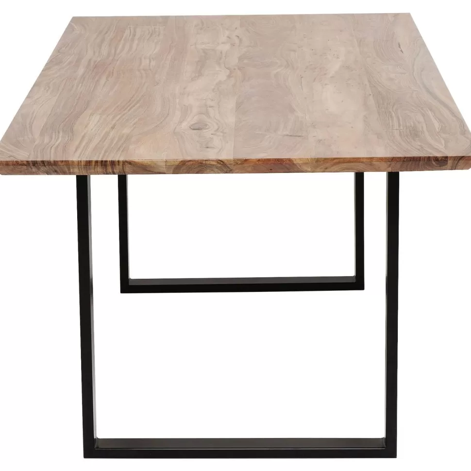 Stoły-KARE Design Stół Z Naturalnym Drewnianym Blatem Z Drewna Akacji I Czarnymi Metalowymi Nogami 200x100 Cm