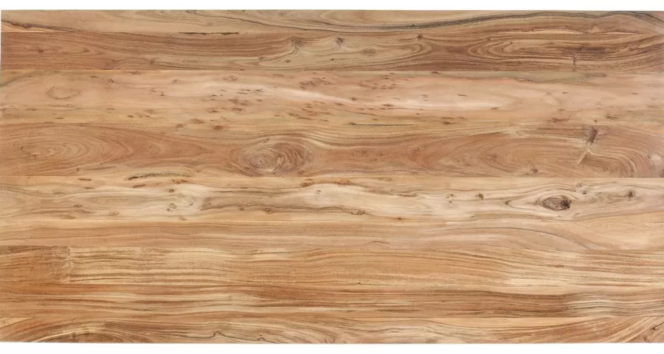 Stoły-KARE Design Stół Z Naturalnym Drewnianym Blatem Z Drewna Akacji I Czarnymi Metalowymi Nogami 200x100 Cm