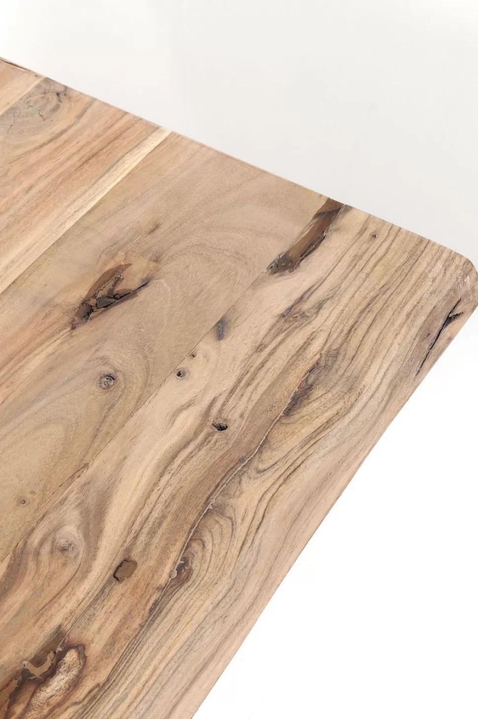 Stoły-KARE Design Stół Z Naturalnym Drewnianym Blatem Z Drewna Akacji I Srebrnymi Metalowymi Nogami 160x80 Cm