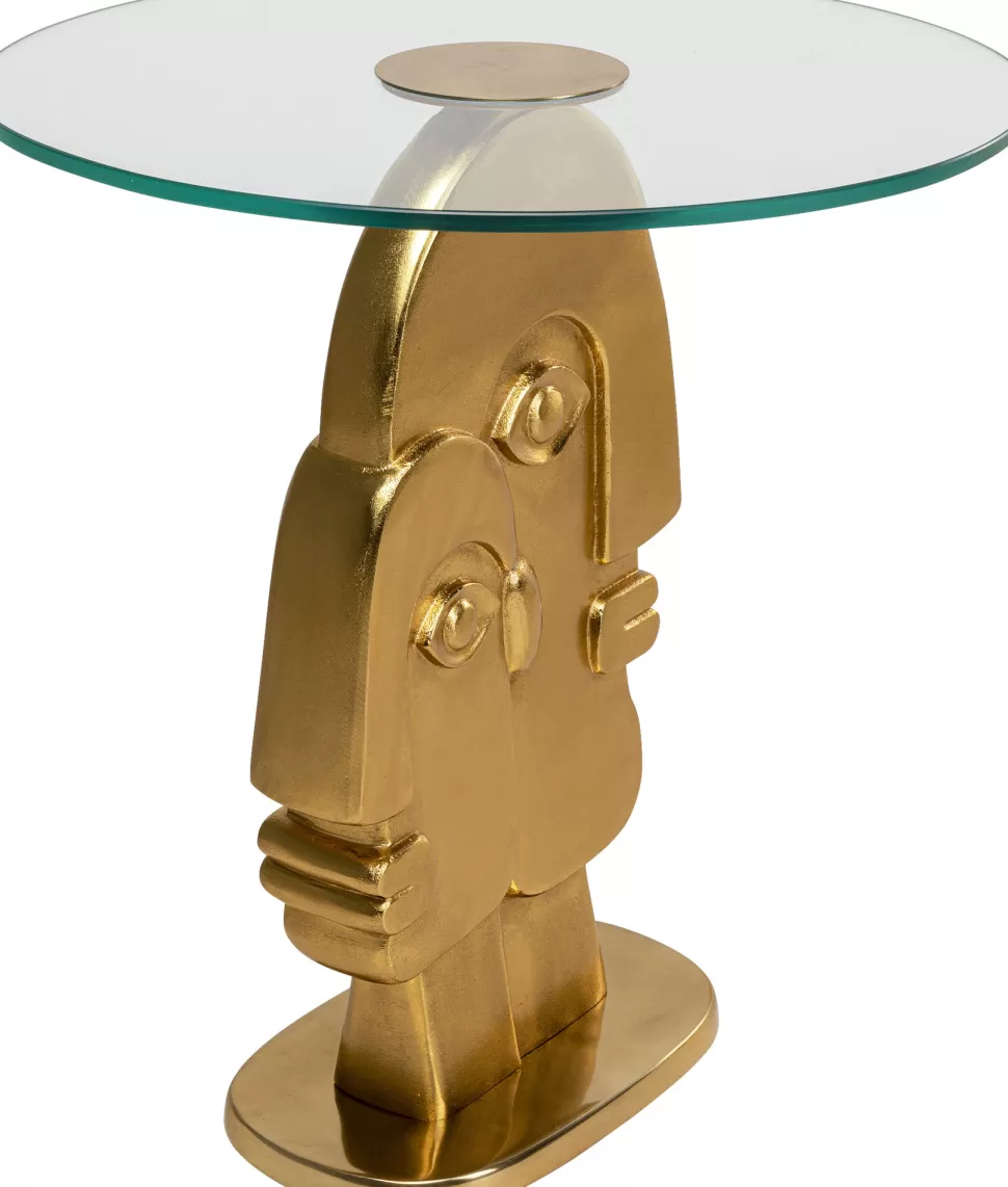 Stoliki Kawowe-KARE Design Stolik 2Faces Ø55 Cm Złoty - Blat Szklany