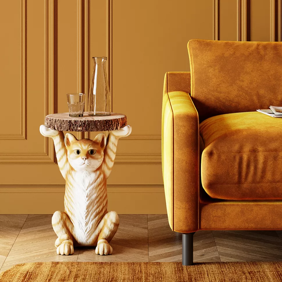 Stoliki Kawowe-KARE Design Stolik Animal Ms Cat 33x35 Cm Kolorowy