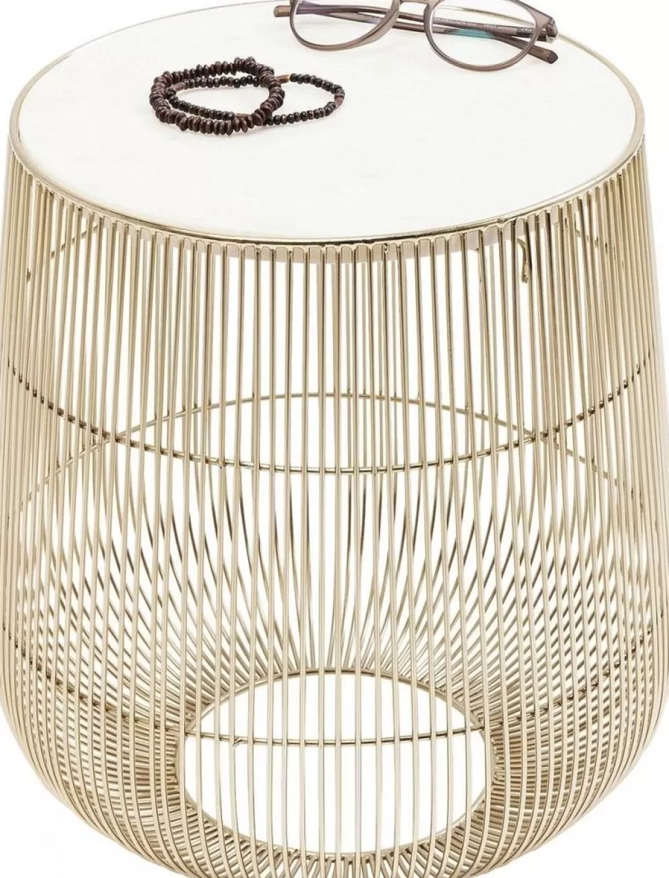 Stoliki Kawowe-KARE Design Stolik Beam White Marble Ø32 Cm Biały