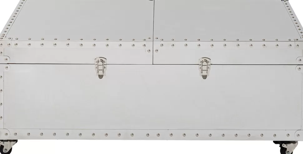 Stoliki Kawowe-KARE Design Stolik Kawowy Barek Rozkładany Srebrny Na Kółkach Stal Nierdzewna 120x75 Cm