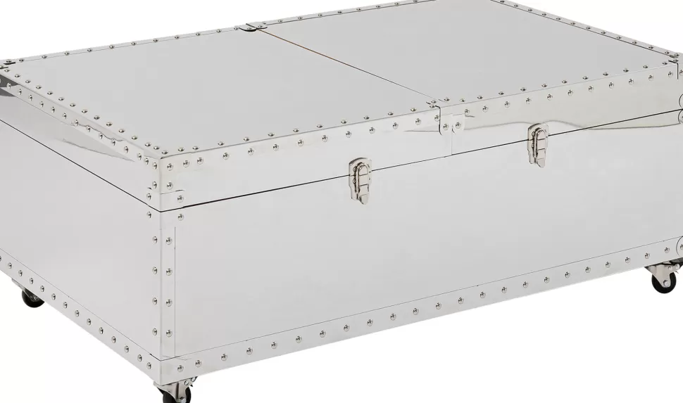 Stoliki Kawowe-KARE Design Stolik Kawowy Barek Rozkładany Srebrny Na Kółkach Stal Nierdzewna 120x75 Cm