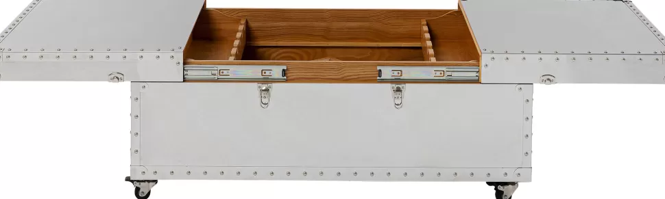 Stoliki Kawowe-KARE Design Stolik Kawowy Barek Rozkładany Srebrny Na Kółkach Stal Nierdzewna 120x75 Cm