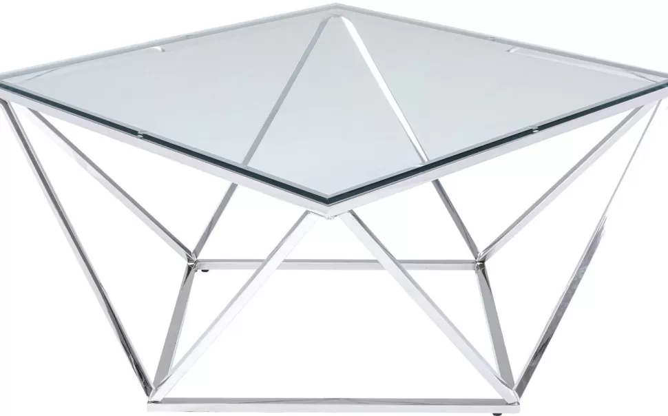 Stoliki Kawowe-KARE Design Stolik Kawowy Cristallo 80x80 Cm Srebrny