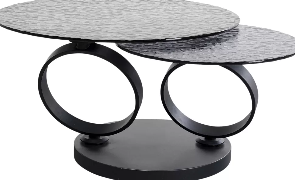 Stoliki Kawowe-KARE Design Stolik Kawowy Czarny Z 2 Szklanymi Blatami Obrotowymi 133x80 Cm