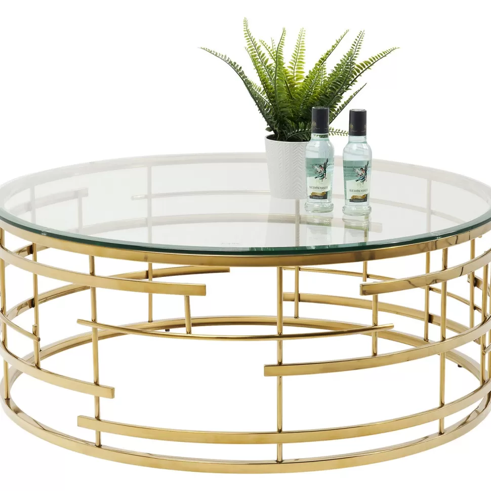 Stoliki Kawowe-KARE Design Stolik Kawowy Jupiter Ø100 Cm Transparentno-złoty
