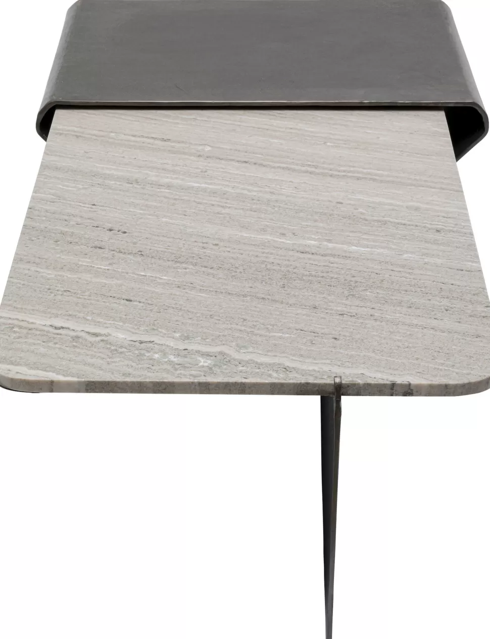 Stoliki Kawowe-KARE Design Stolik Kawowy Loft Marmur I Ciemnoszare Aluminium 142x70 Cm