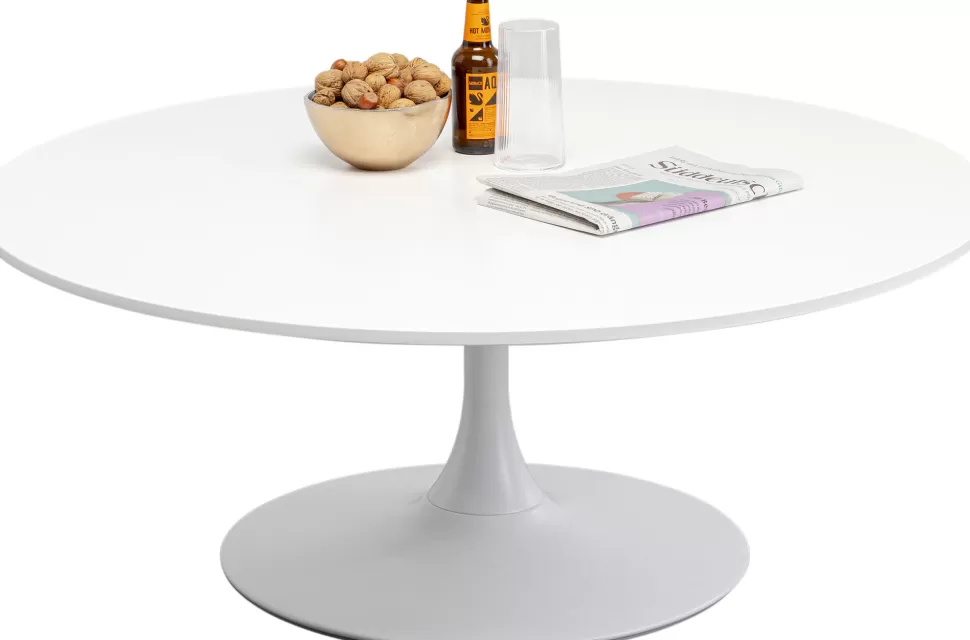 Stoliki Kawowe-KARE Design Stolik Kawowy Okrągły Biały MDF I Stal Ø110 Cm
