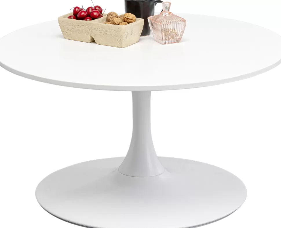 Stoliki Kawowe-KARE Design Stolik Kawowy Okrągły Biały MDF I Stal Ø80 Cm
