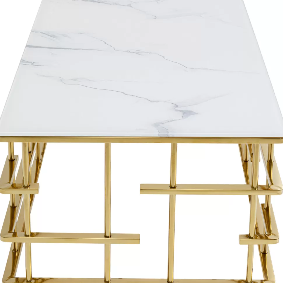Stoliki Kawowe-KARE Design Stolik Kawowy Rome 130x70 Cm Złoty - Blat Szklany
