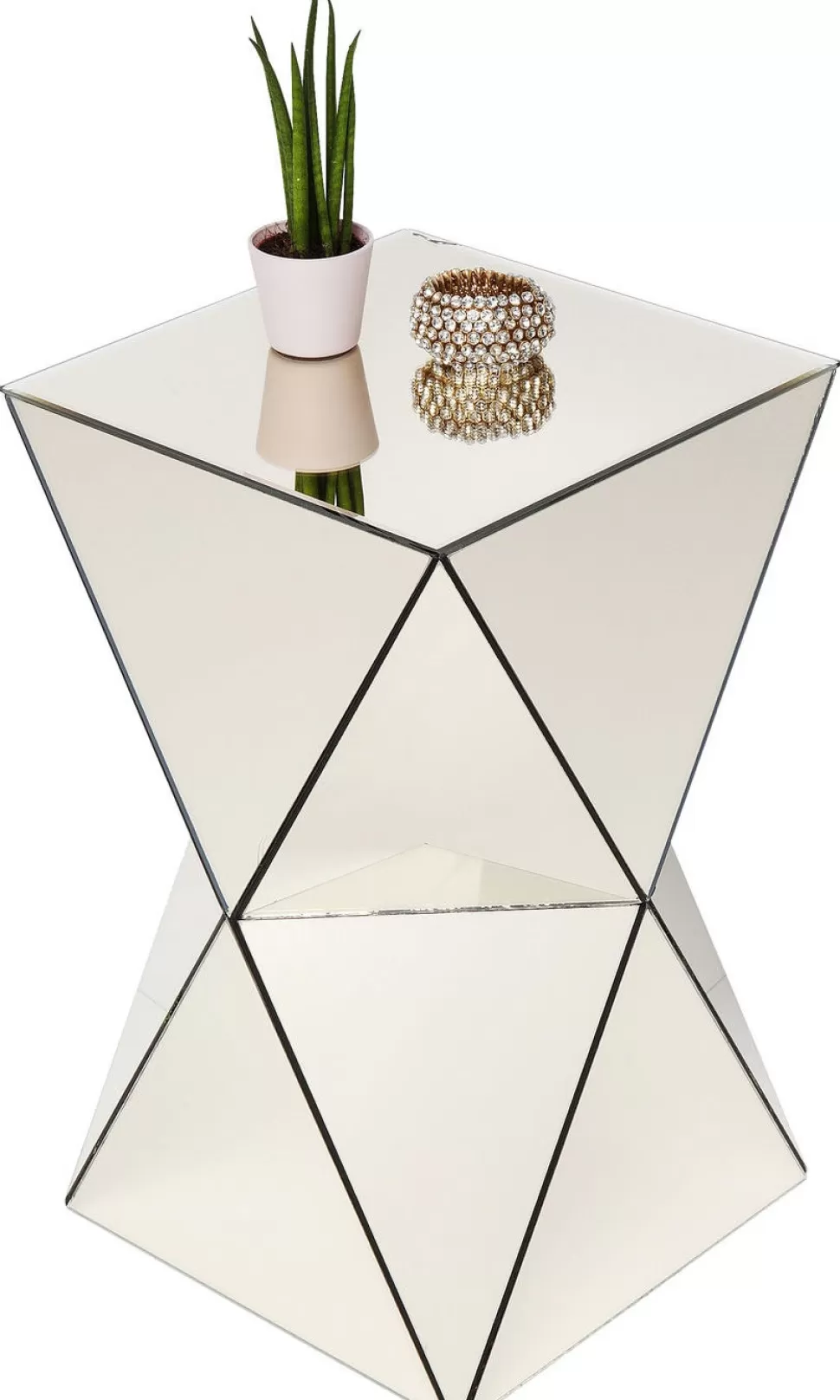Stoliki Kawowe-KARE Design Stolik Luxury 32x54 Cm Lustrzany Szampański