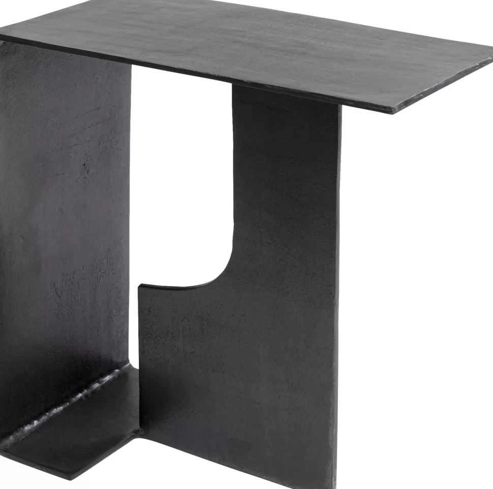 Stoliki Kawowe-KARE Design Stolik Pomocniczny Z Aluminium Czarny Ręczne Wykonanie 55x28 Cm