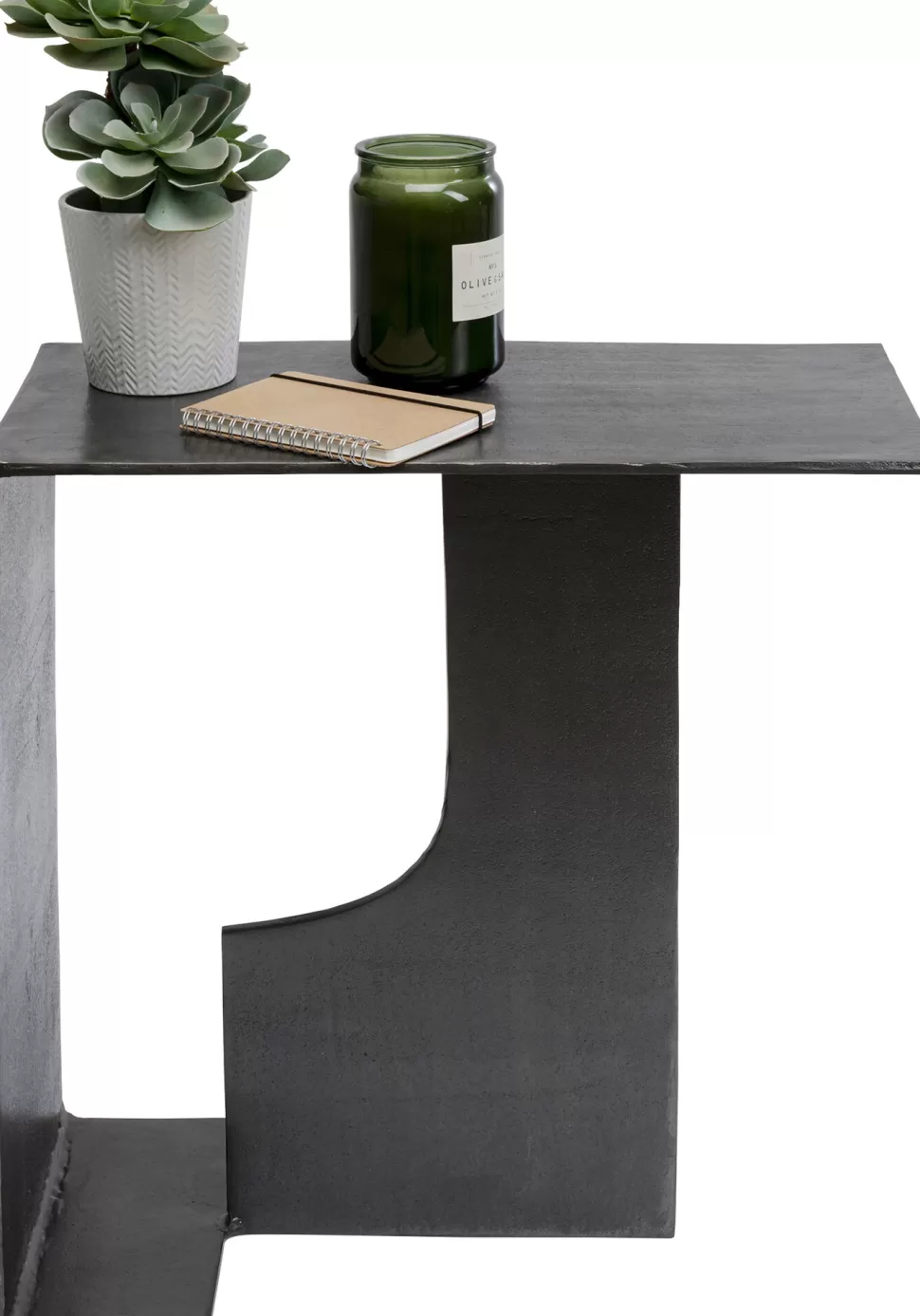 Stoliki Kawowe-KARE Design Stolik Pomocniczny Z Aluminium Czarny Ręczne Wykonanie 55x28 Cm