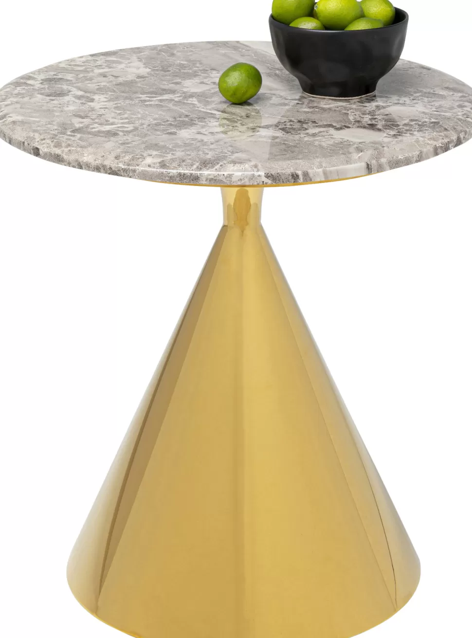 Stoliki Kawowe-KARE Design Stolik Pomocniczy Blat Kolor Marmur Podstawa Złota Stal Nierdzewna Ø50 Cm