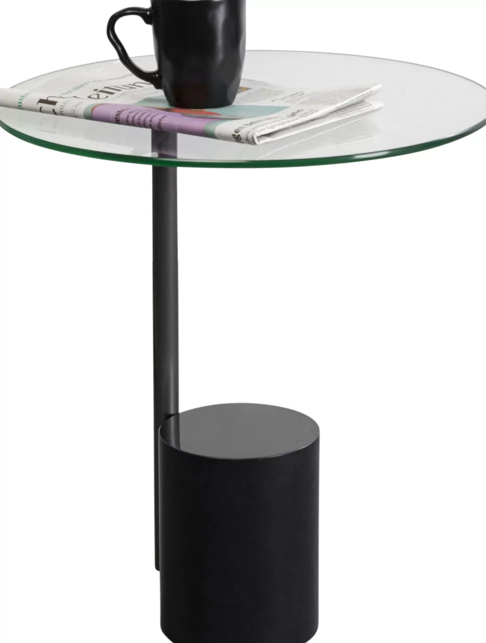 Stoliki Kawowe-KARE Design Stolik Pomocniczy Blat Okrągły Szklany Podstawa Marmur I Stal Ø46 Cm