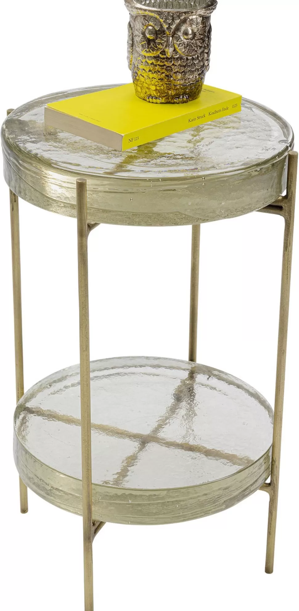 Stoliki Kawowe-KARE Design Stolik Pomocniczy Ice Double Ø30xH50 Cm Złoty - Blat Szklany