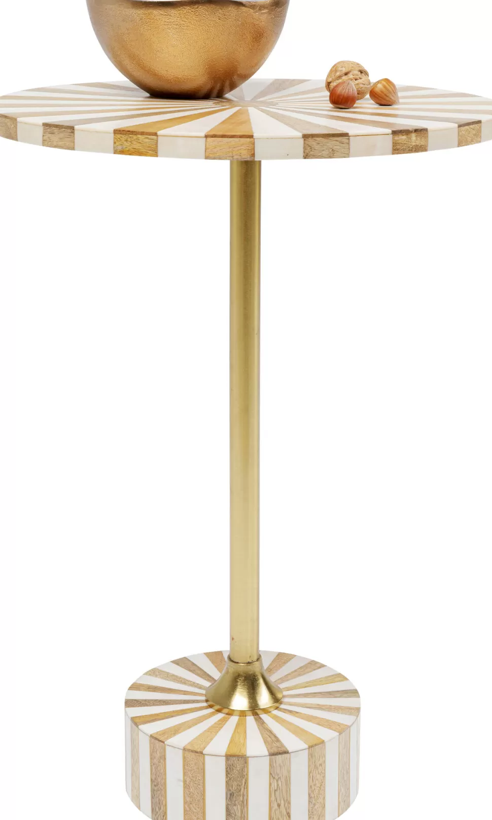 Stoliki Kawowe-KARE Design Stolik Pomocniczy MDF I Stal Biało-złoty Ø40x50 Cm