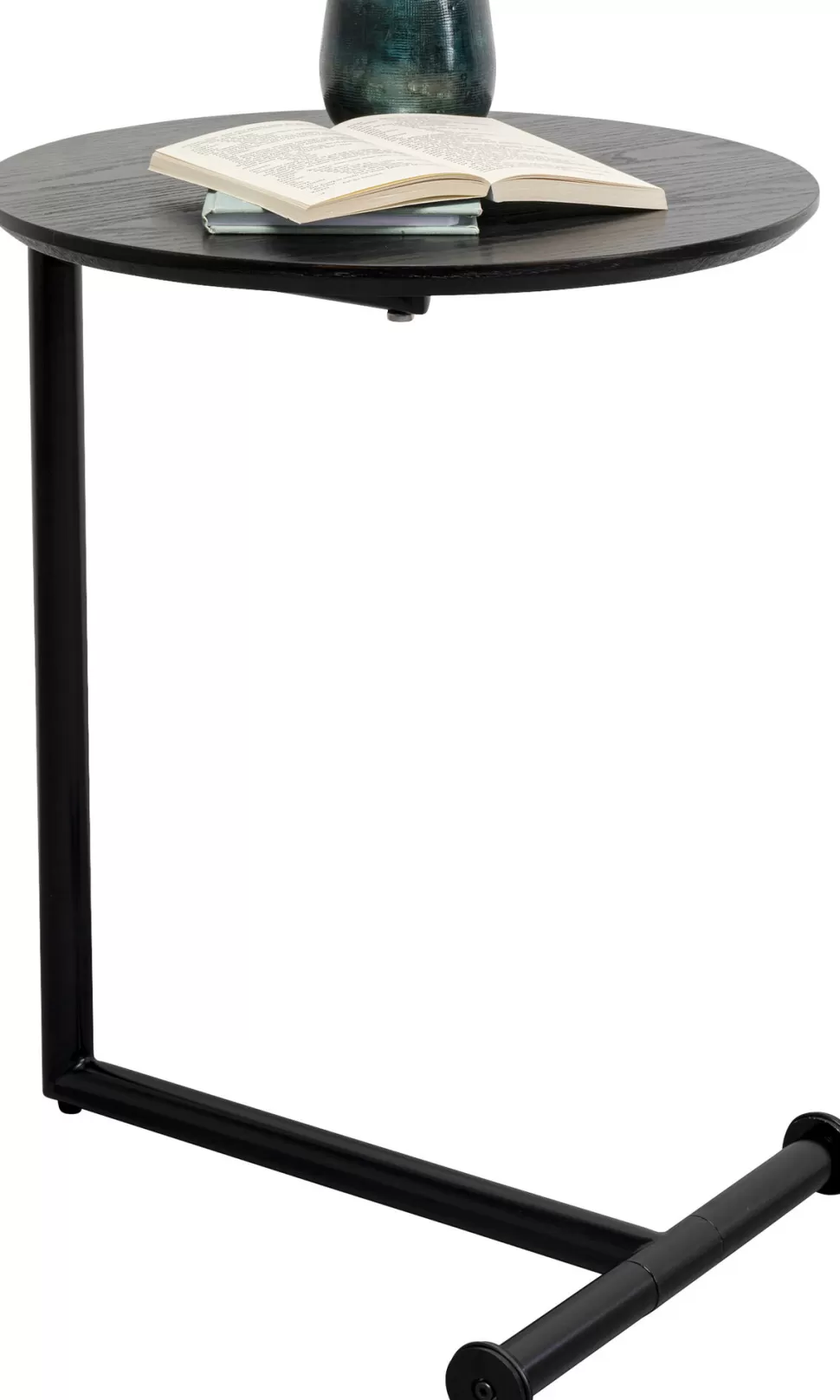 Stoliki Kawowe-KARE Design Stolik Pomocniczy Minimalistyczny Czarny Z Okrągłym Blatem Ø46 Cm