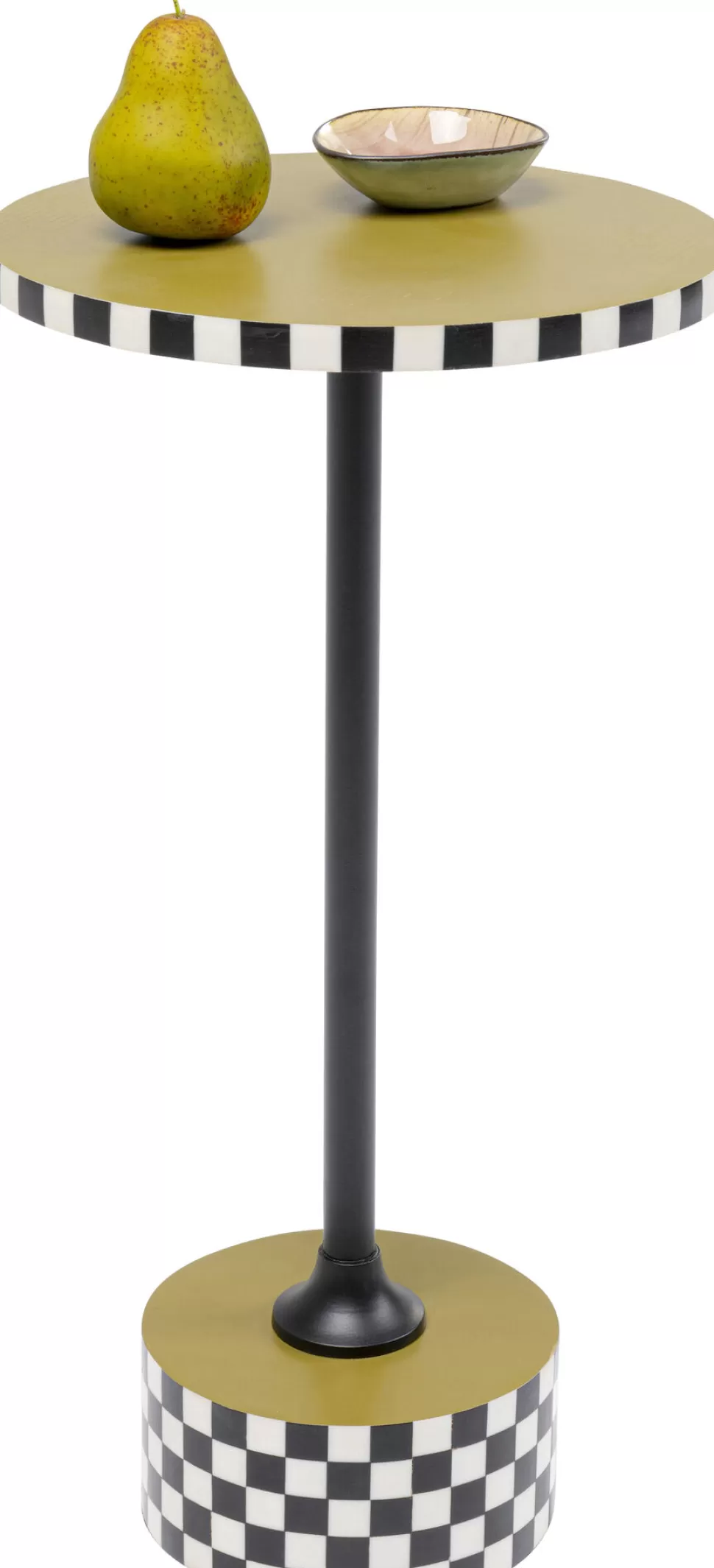 Stoliki Kawowe-KARE Design Stolik Pomocniczy Oliwkowy MDF I Stal Ø25x50 Cm Szachownica