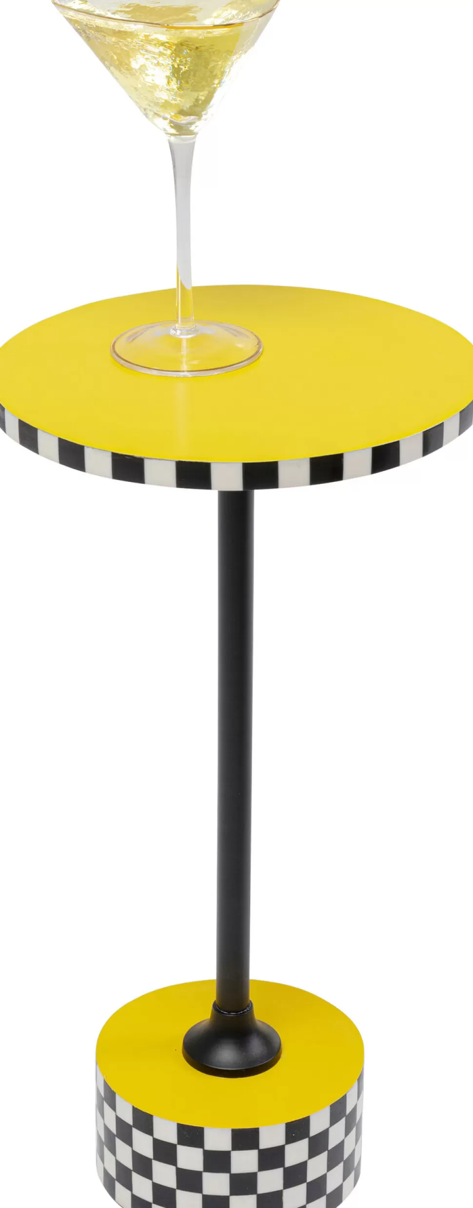 Stoliki Kawowe-KARE Design Stolik Pomocniczy żółty MDF I Stal Ø25x50 Cm Szachownica