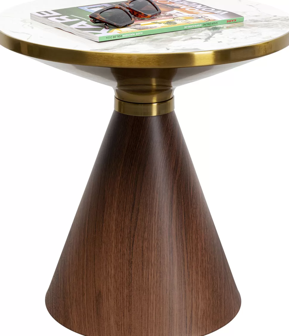 Stoliki Kawowe-KARE Design Stolik Pomocniczy Z Ceramicznym Blatem Podstawa Brązowa Ø50 Cm