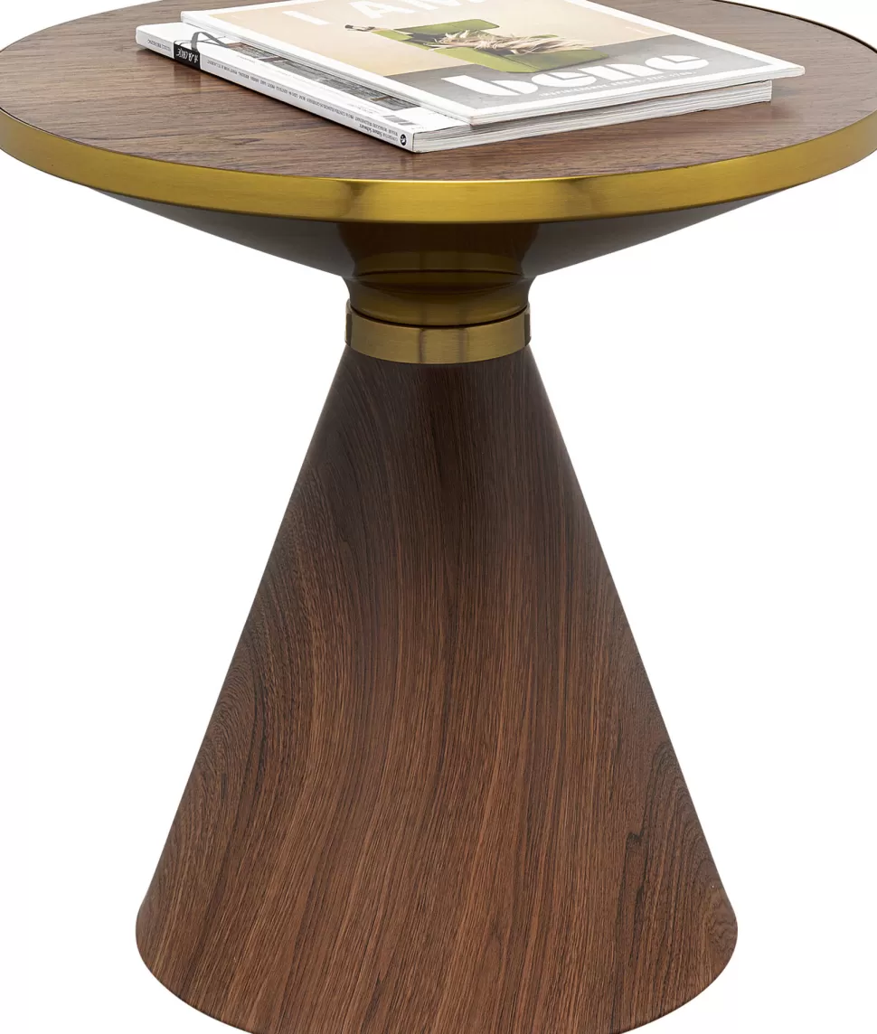 Stoliki Kawowe-KARE Design Stolik Pomocniczy Z Fornirowanym Blatem Brązowy Ø50 Cm