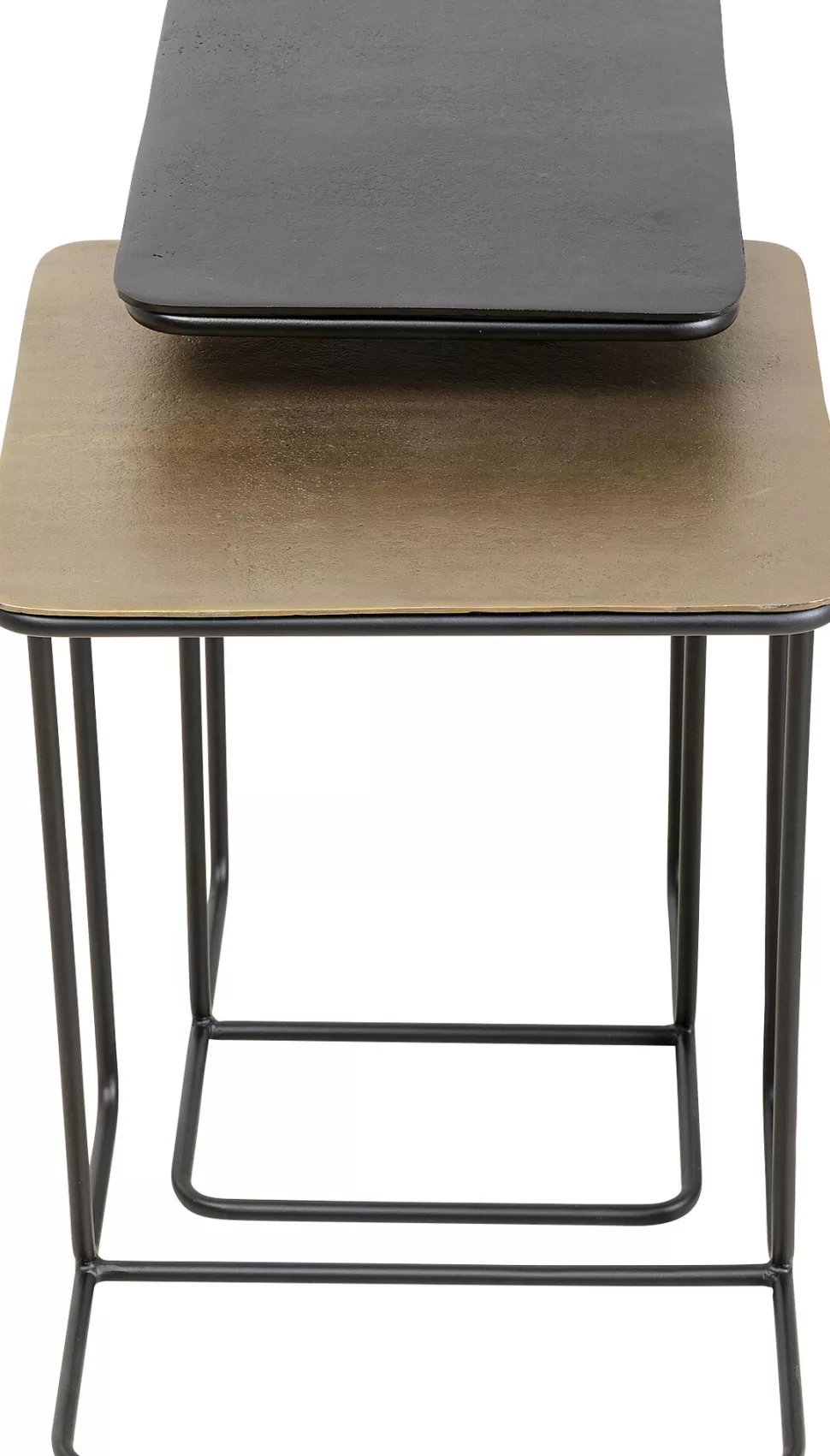 Stoliki Kawowe-KARE Design Stoliki Pomocnicze Blaty Aluminiowe Nogi Stalowe Czarny I Złoty 2-set
